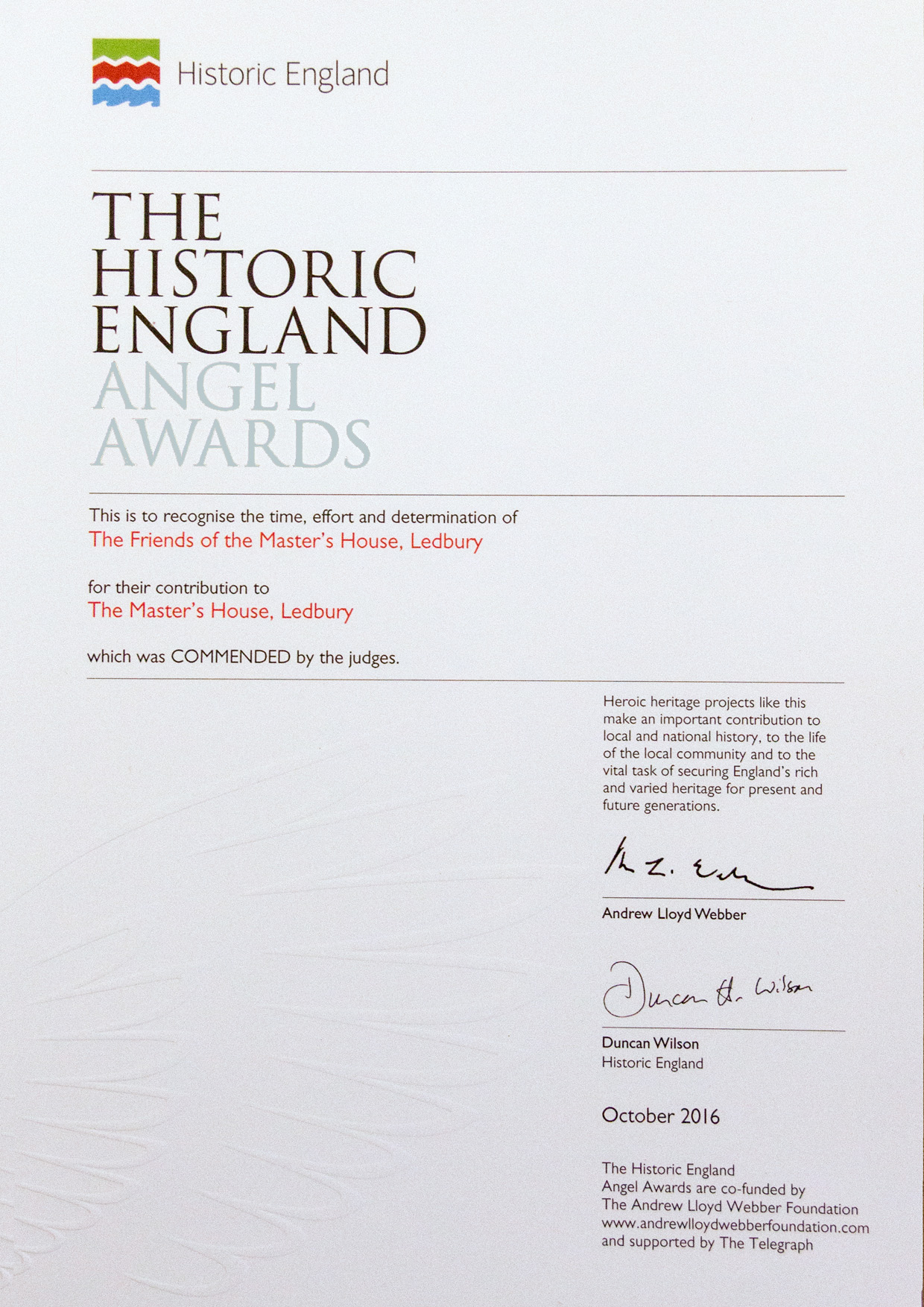 The Historic England Angel Award